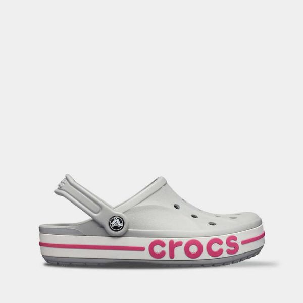 Купити Crocs Bayaband Light Grey Candy Pink 205089 - оригінальні жіночі крокси баябенд в сірому кольорі