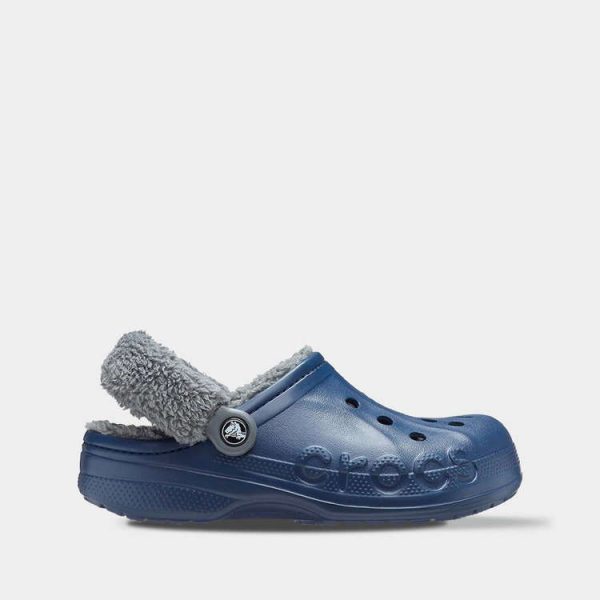 Утеплені крокси Crocs Baya Lined Fuzz-Strap Navy з хутровою підкладкою